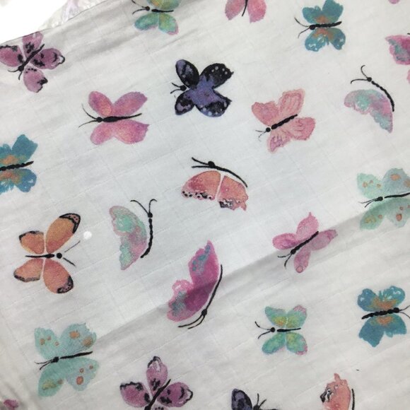 Lulujo Lovey Security Blanket Butterfly Butterflies Satin Muslin Cotton 17" Sq. - Picture 3 of 5
